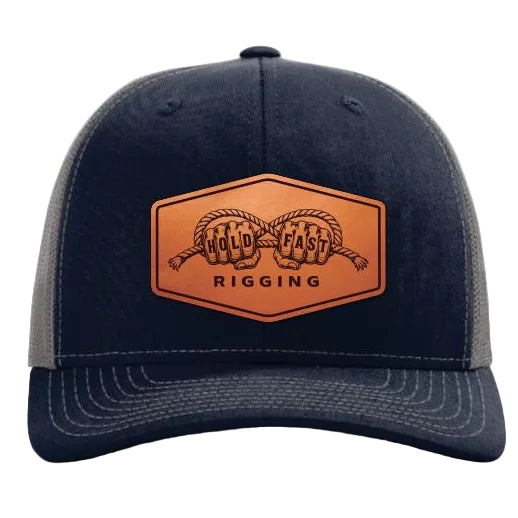 Leather Patch Trucker Hat Hold Fast Rigging